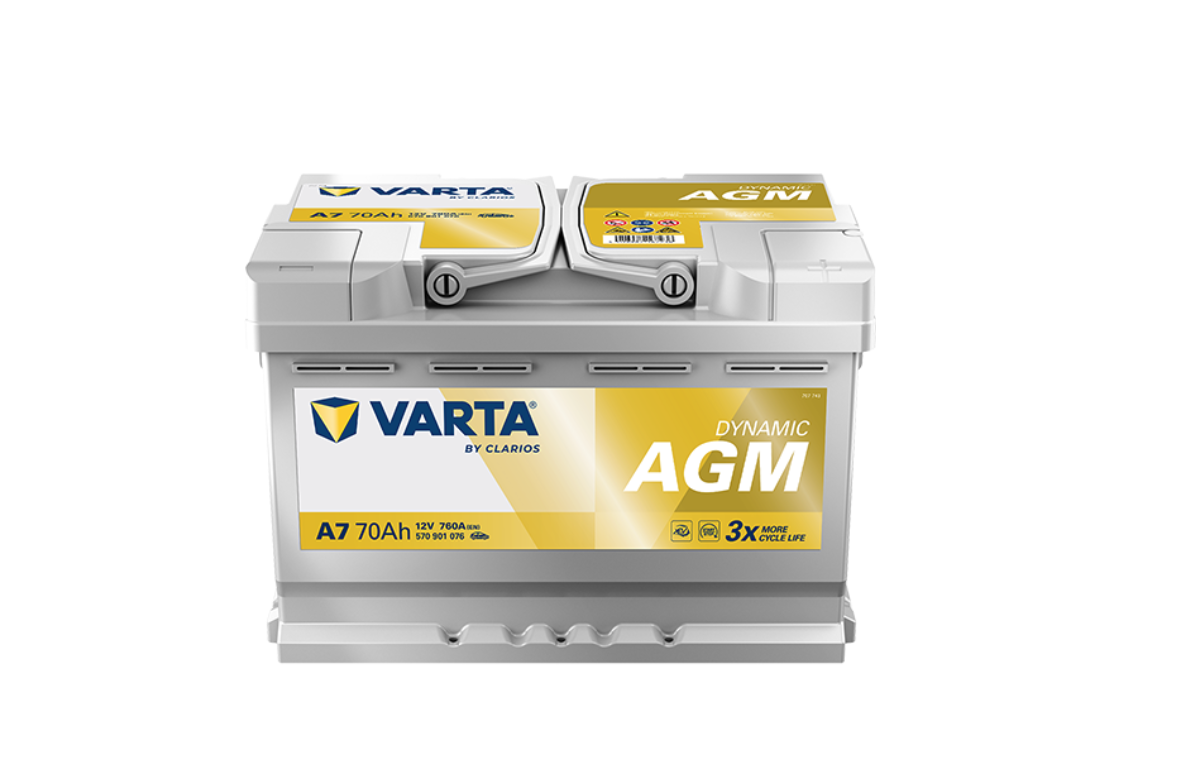 Varta AGM akku 70Ah 12V A7 xEV, 570901076 SILVER Dynamic